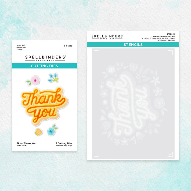 Spellbinders Stencil and Die Bundle - Floral Thank You, BD-0752