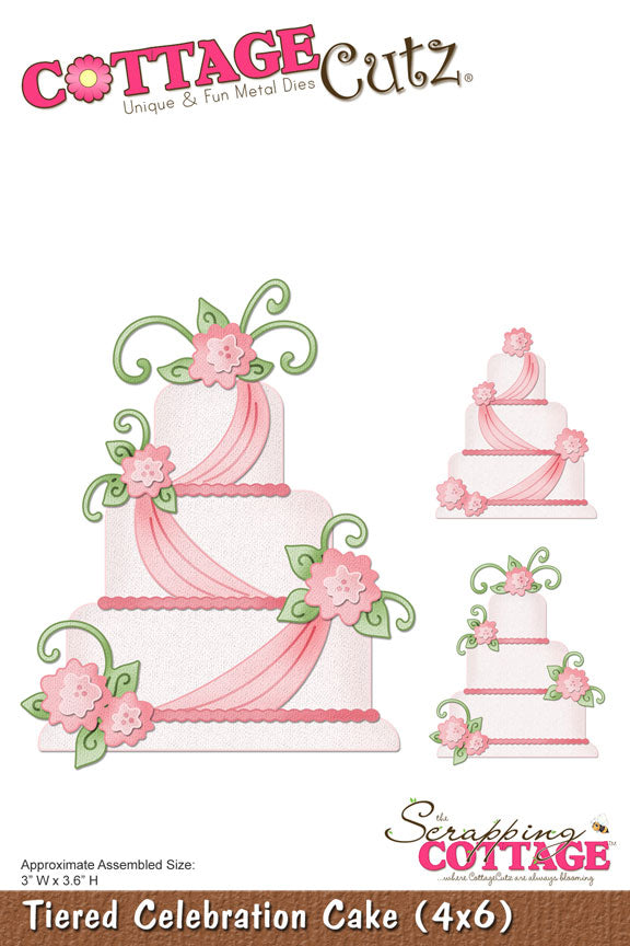 CottageCutz Dies - Tiered Celebration Cake (4x6), CC4x6-074