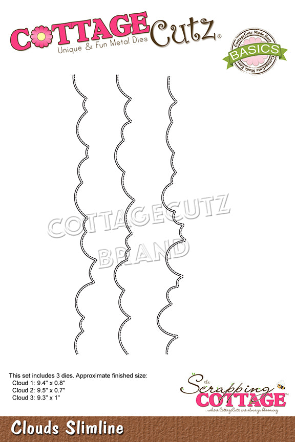 CottageCutz Dies - Clouds - Slimline, CCB-077