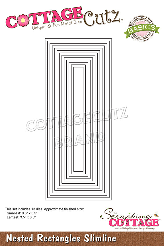 CottageCutz Dies - Nested Rectangles - Slimline, CCB-081