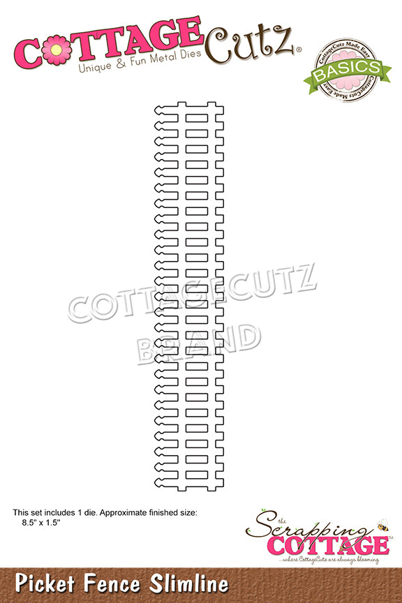 CottageCutz Dies - Picket Fence - Slimline, CCB-096