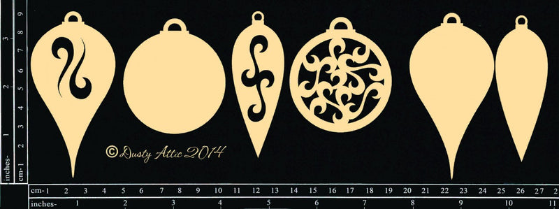 Dusty Attic Chipboard 3x11- Christmas Ornaments Large, DA0199