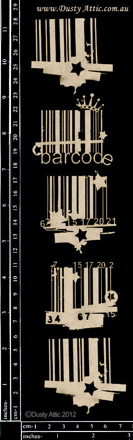 Dusty Attic Chipboard - Bar Codes, DA0624