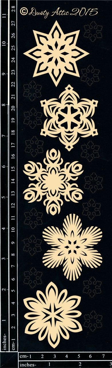 Dusty Attic Chipboard 3x11 - Snowflakes