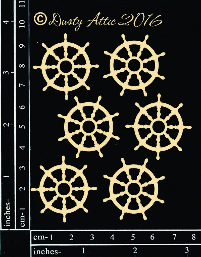 Dusty Attic Chipboard 3x4 - Mini Ships Wheels, DA1675