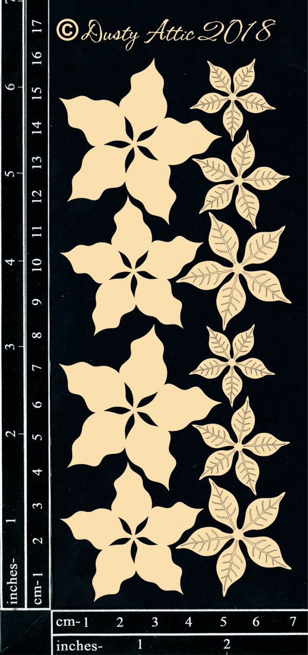 Dusty Attic Chipboard 3x6 - Poinsettia Small, DA2246