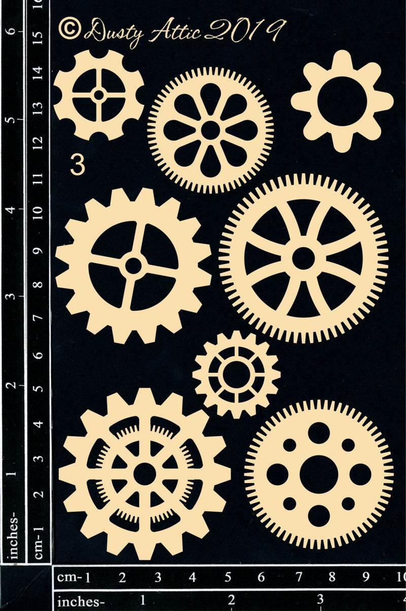 Dusty Attic Chipboard 4x6 - Cogs