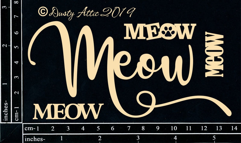 Dusty Attic Chipboard 3x6 - Meow Meow, DA2431