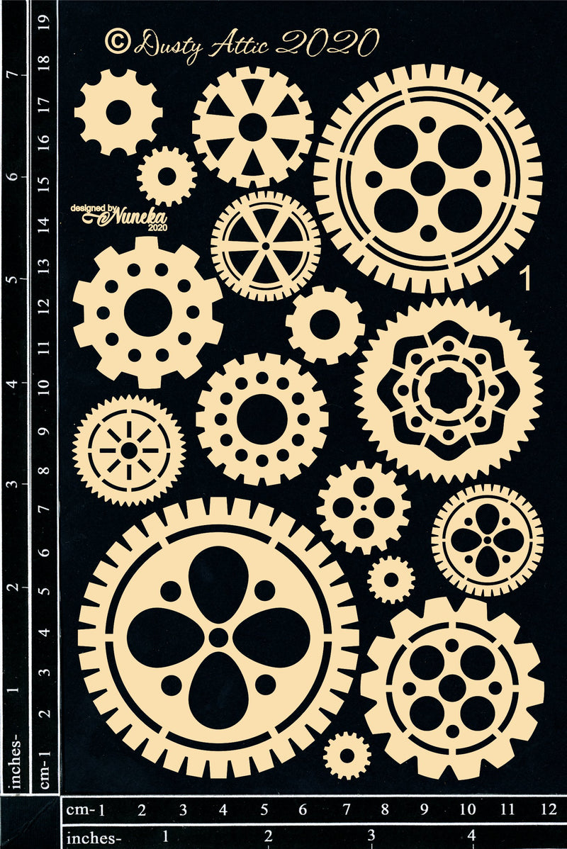 Dusty Attic Chipboard 5x7 - Gears