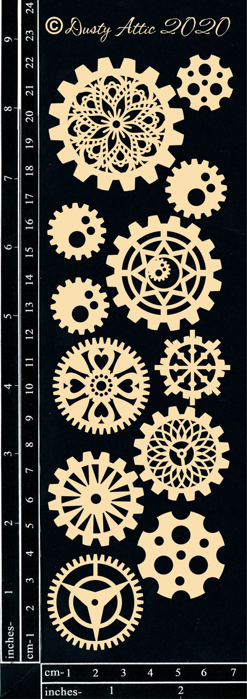 Dusty Attic Chipboard 3x8 - Industrial Gears, DA2859