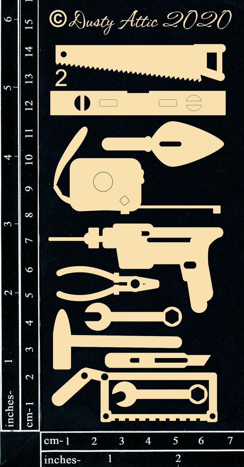 Dusty Attic Chipboard 3x6 - Mini Tool Set