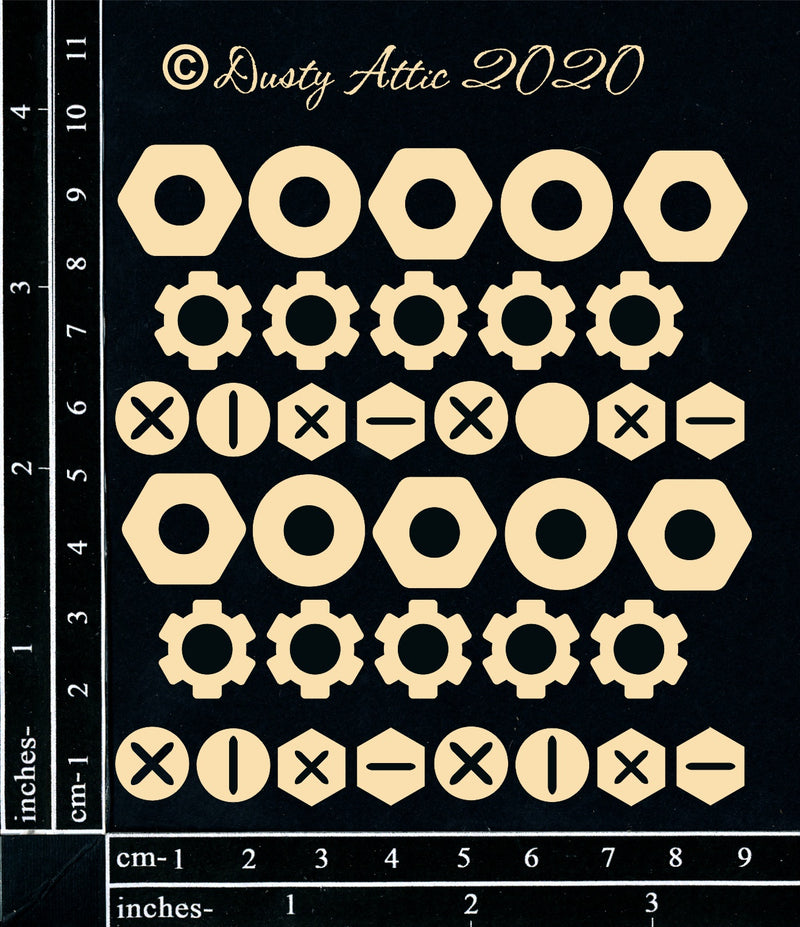 Dusty Attic Chipboard 4x4 - Layered Bolts, DA2880