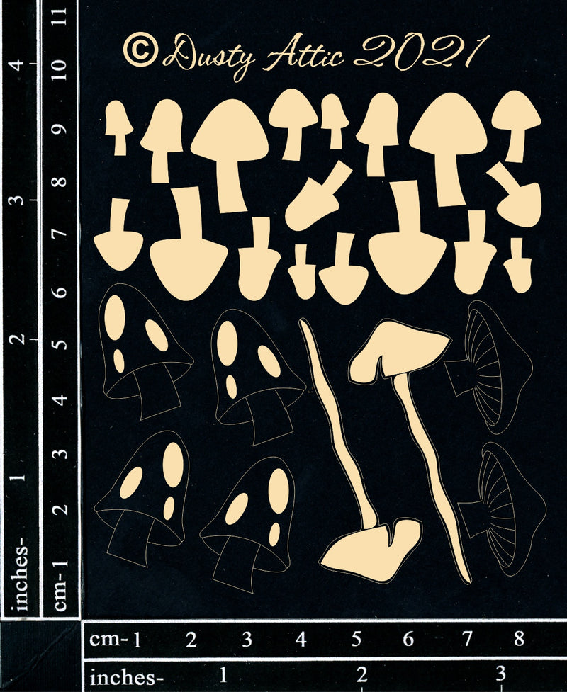 Dusty Attic Chipboard 3x4 - Mini Mushrooms, DA2959