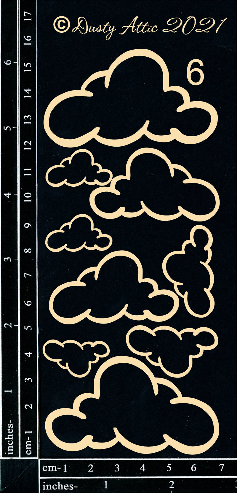 Dusty Attic Chipboard 3x6 - Clouds