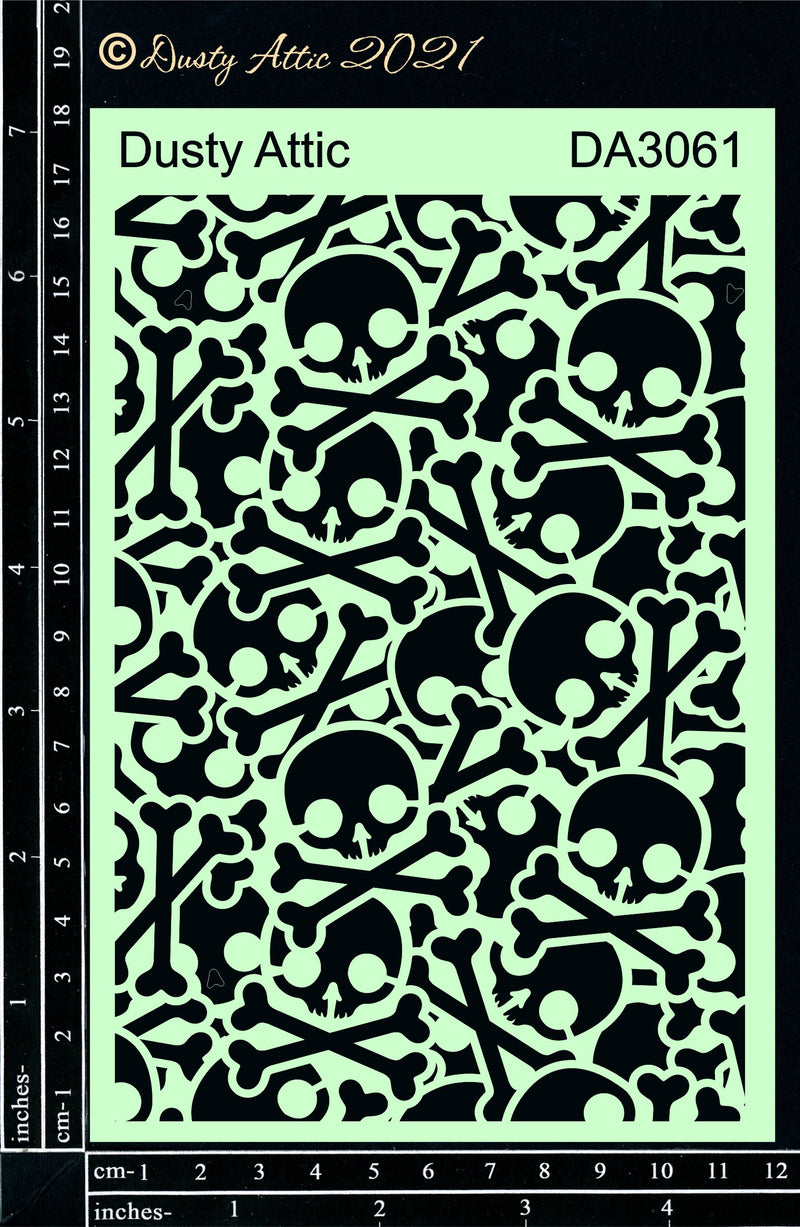 Dusty Attic Stencil 5x7 - Skull & Crossbones, DA3061