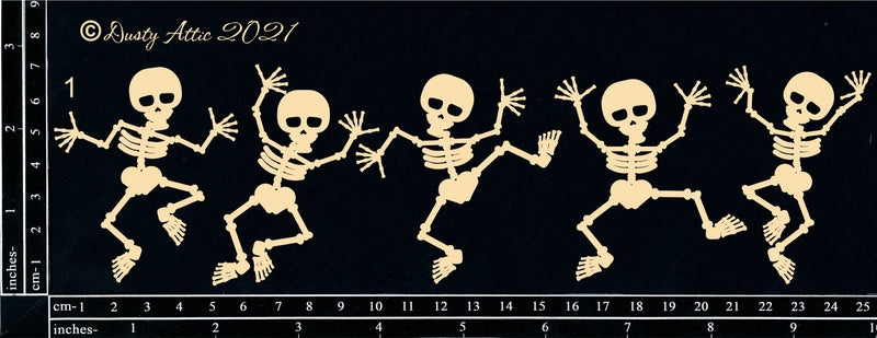 Dusty Attic Chipboard 3x10 - Dancing Skeletons