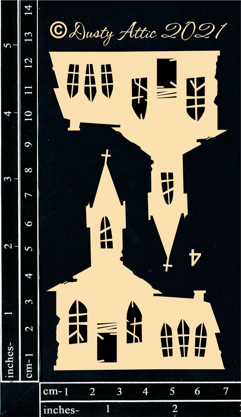 Dusty Attic Chipboard 3x5 - Haunted House