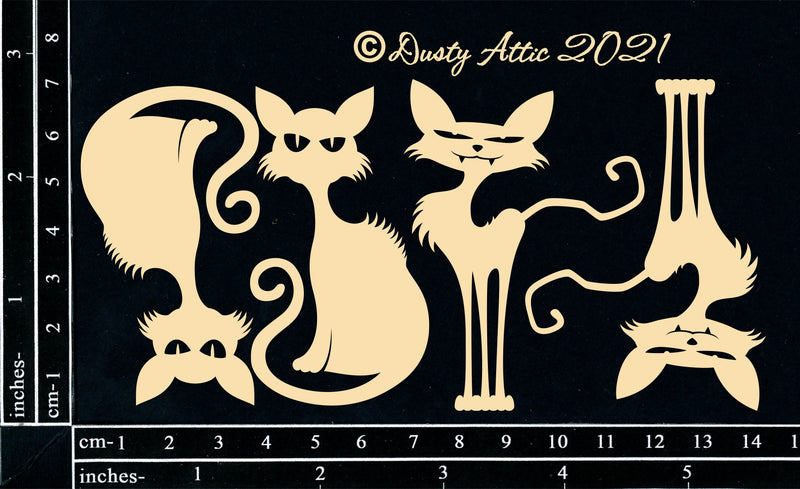 Dusty Attic Chipboard 3x6 - Creepy Cats, DA3129