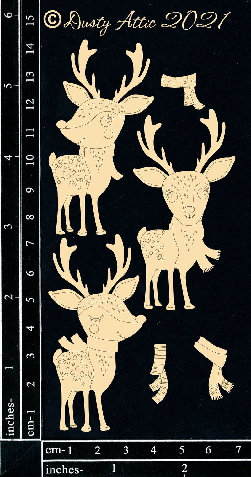 Dusty Attic Chipboard 3x6 - Forest Friends - Reindeers Small, DA3154