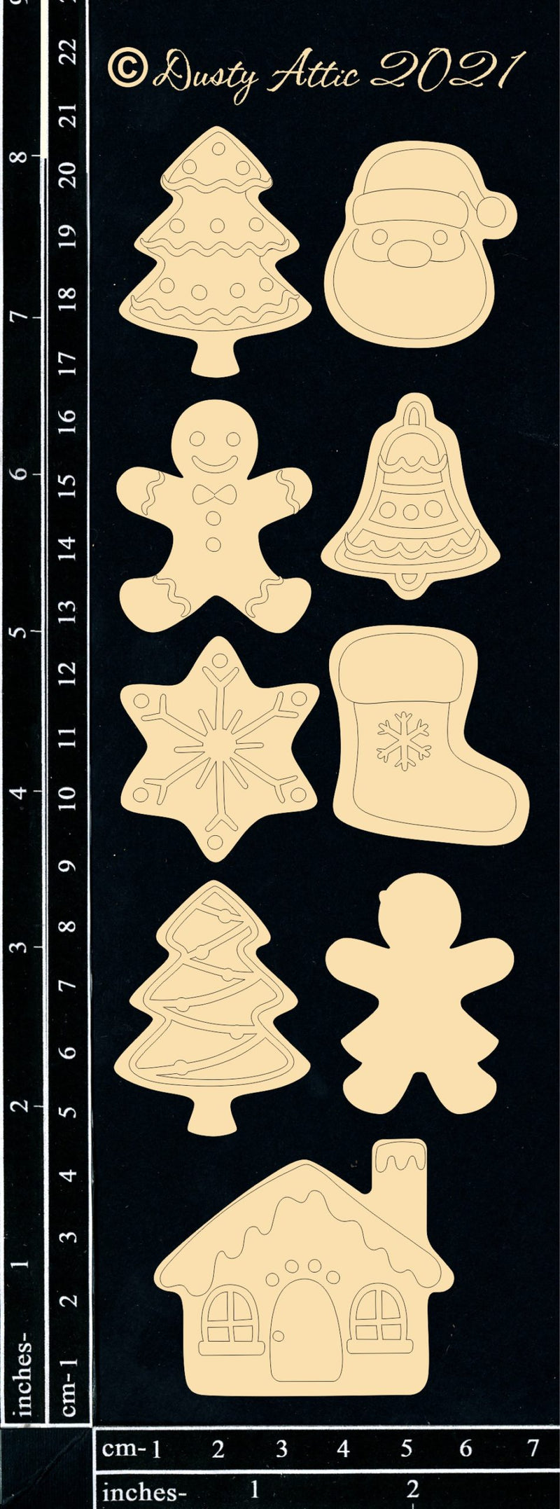 Dusty Attic Chipboard 3x8 - Gingerbread Cookies, DA3160