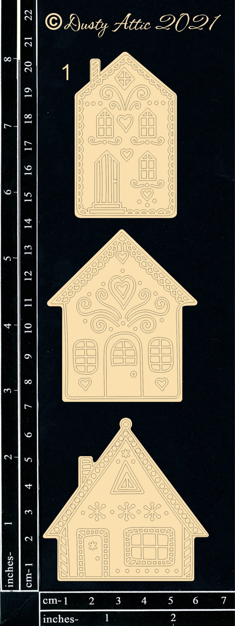 Dusty Attic Chipboard 3x8 - Gingerbread Houses