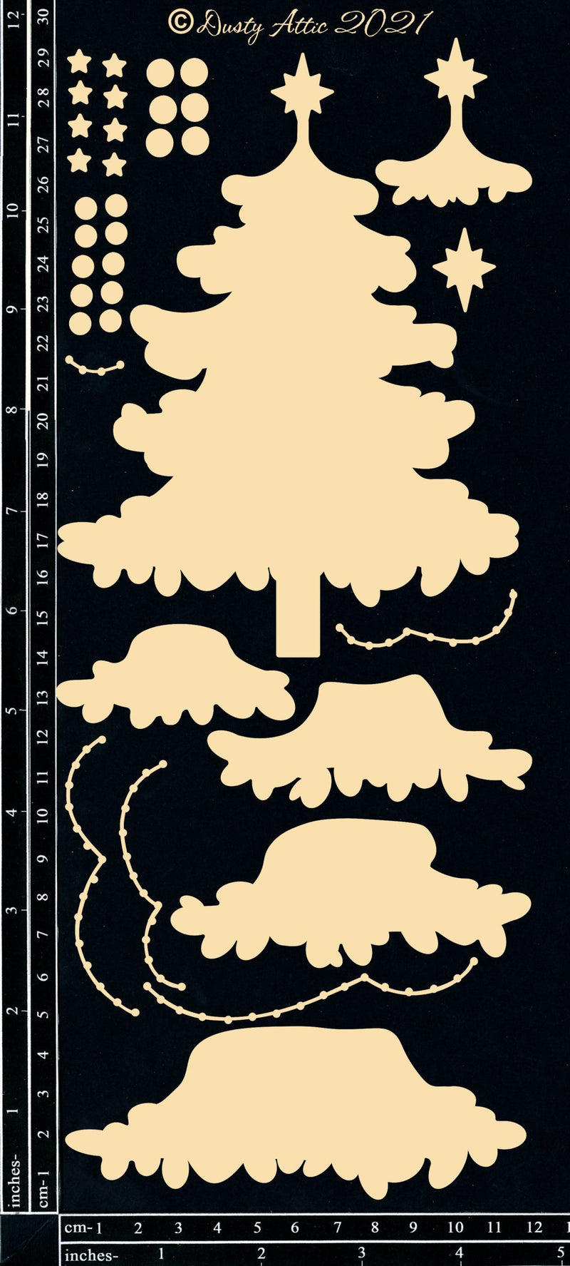 Dusty Attic Chipboard 5x12- Christmas Tree Layered, DA3195