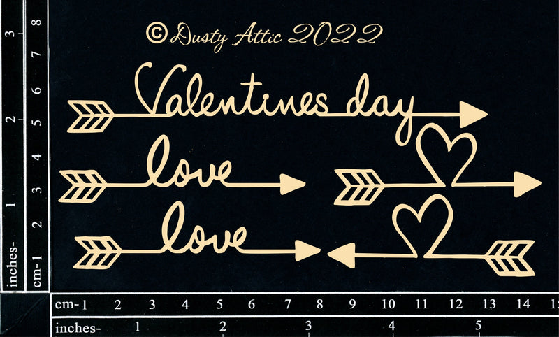 Dusty Attic Chipboard 3x6 - Love Arrows, DA3242