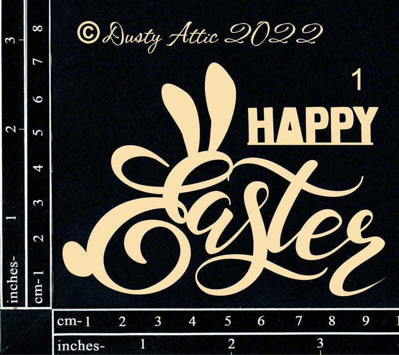 Dusty Attic Chipboard 3x4 - Happy Easter