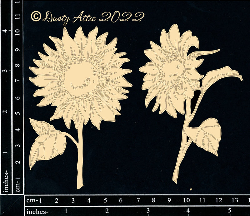 Dusty Attic Chipboard 3x7 - Sunflowers, DA3317