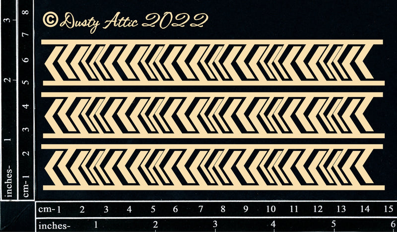 Dusty Attic Chipboard 3x6- Broken Chevrons Small, DA3372