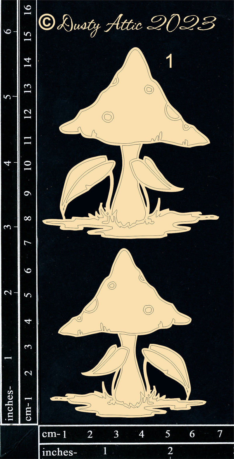 Dusty Attic Chipboard 3x6 - Magic Mushrooms