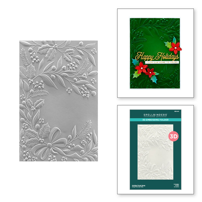 Spellbinders 3D Embossing Folder - Holiday Floral Swag, E3D-041