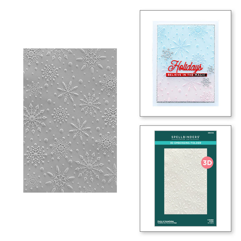 Spellbinders 3D Embossing Folder - Flurry of Snowflakes, E3D-042