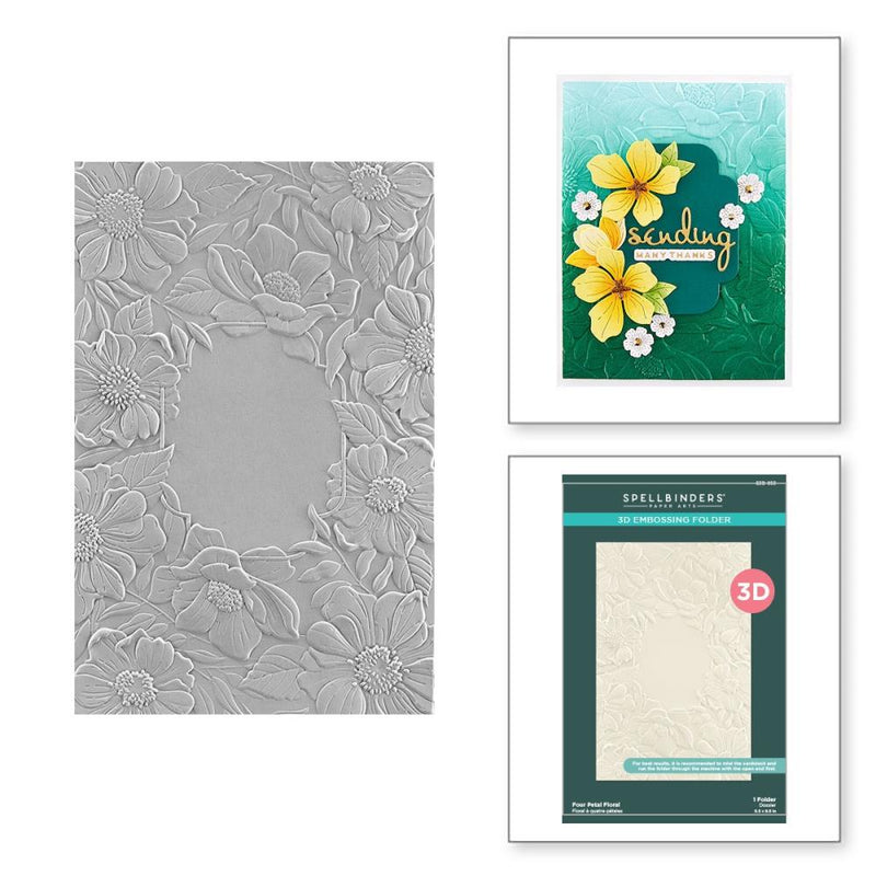 Spellbinders 3D Embossing Folder - Four Petal Floral, E3D-053