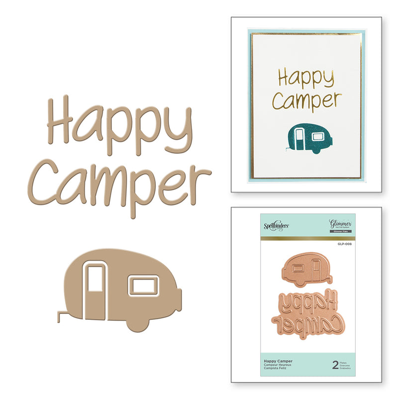 Glimmer Hot Foil Plate -  Happy Camper, GLP-008 Retired