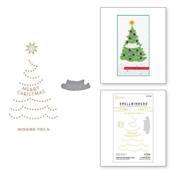 Spellbinders Glimmer Hot Foil Plate & Die Set - Shining Christmas Tree, GLP-291