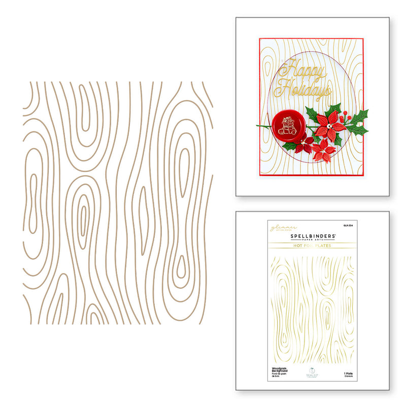 Spellbinders Glimmer Hot Foil Plate - Woodgrain Background, GLP-334