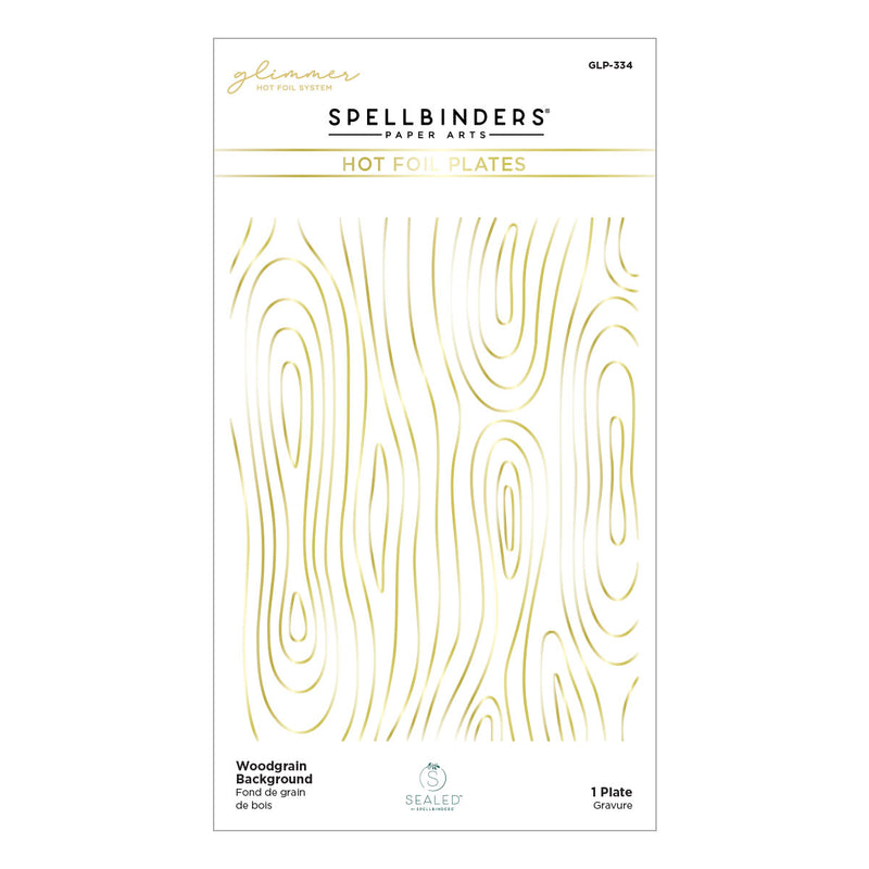 Spellbinders Glimmer Hot Foil Plate - Woodgrain Background, GLP-334