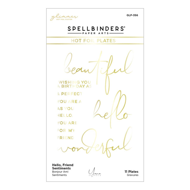 Spellbinders Glimmer Hot Foil Plate - Hello, Friend Sentiments, GLP-356