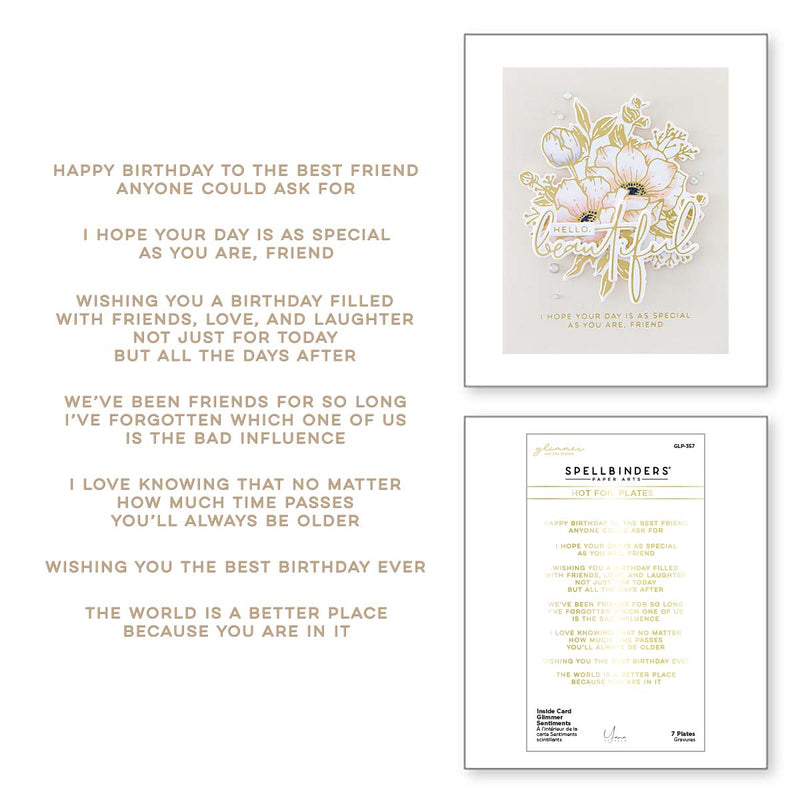 Spellbinders Glimmer Hot Foil Plate - Inside Card Glimmer Sentiments, GLP-357