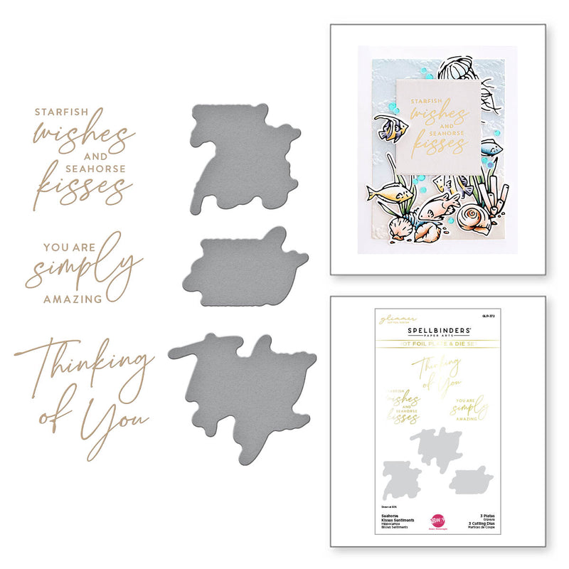 Spellbinders Glimmer Plate & Die Set - Seahorse Kisses Sentiments, GLP-372