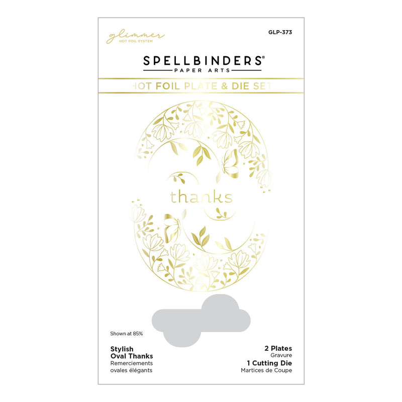 Spellbinders Glimmer Hot Foil Plate & Die Set - Stylish Oval Thanks, GLP-373