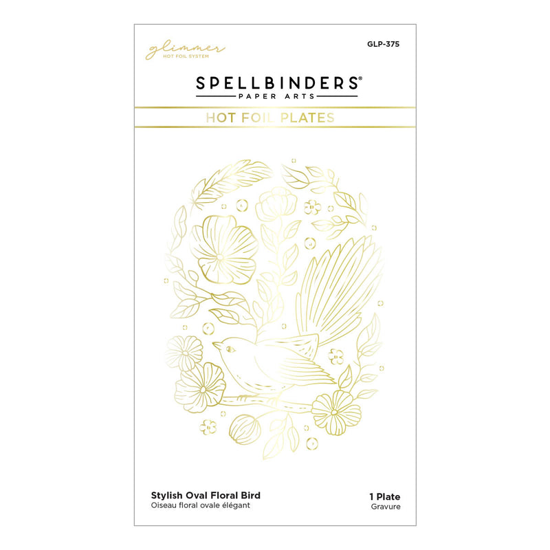 Spellbinders Glimmer Hot Foil Plate - Stylish Oval Floral Bird, GLP-375