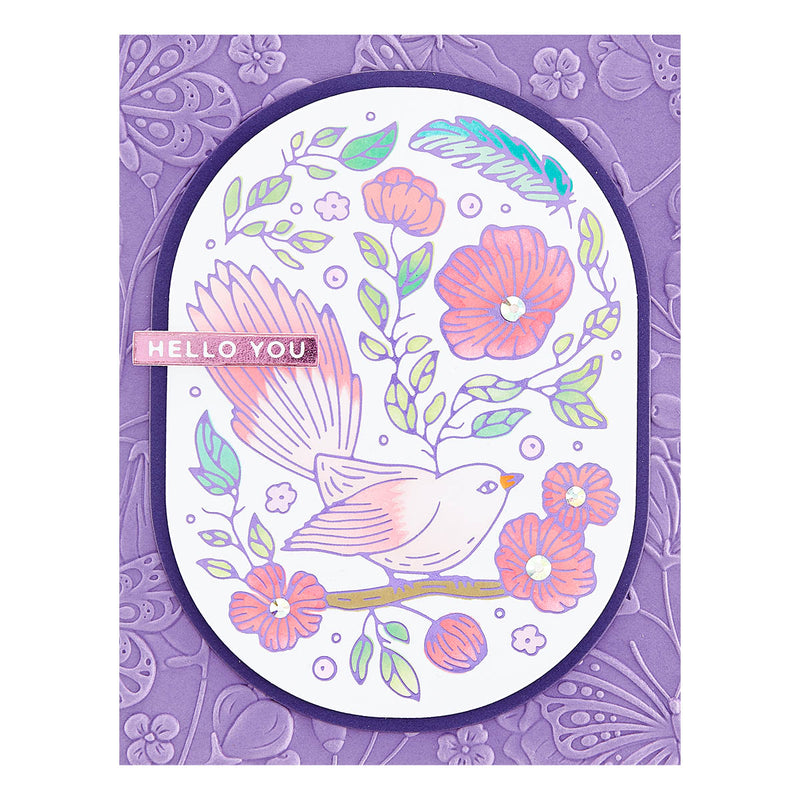 Spellbinders Glimmer Hot Foil Plate - Stylish Oval Floral Bird, GLP-375