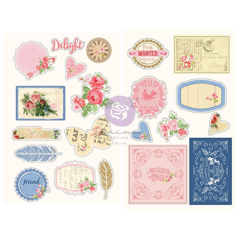 Julie Nutting Frayed Denim Chipboard Stickers 21Pc, 913304