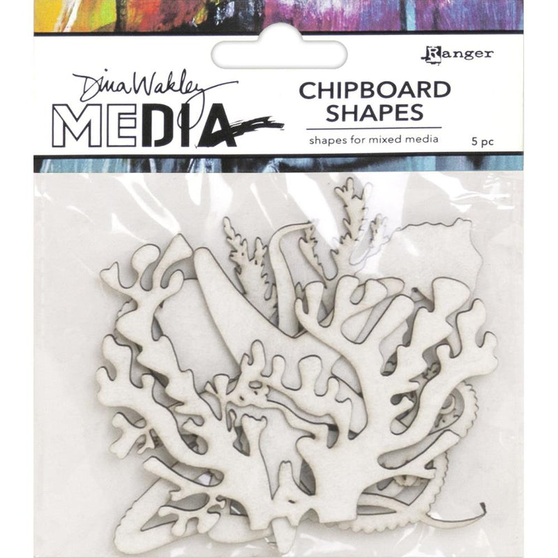 Dina Wakley MEdia Chipboard Shapes 5Pc - Ocean, MDA69287