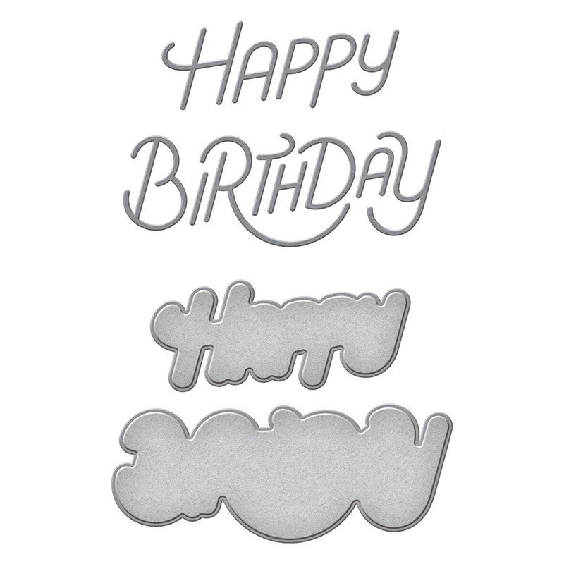 Spellbinders Etched Dies - Stylized Happy Birthday, S2-342