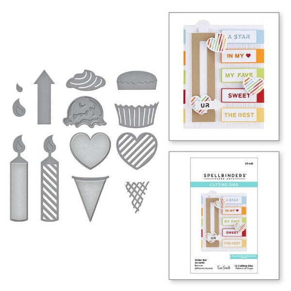 Spellbinders - Slider Bar Accents Dies- Birthday Celebrations Collection, S3-448