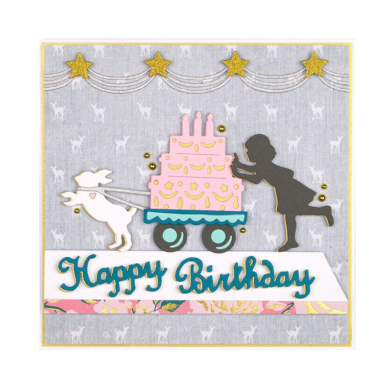 Spellbinders Shapabilities Etched Dies - Happy by Sharyn Sowell - Sending A Happy Birthday, S4-1003