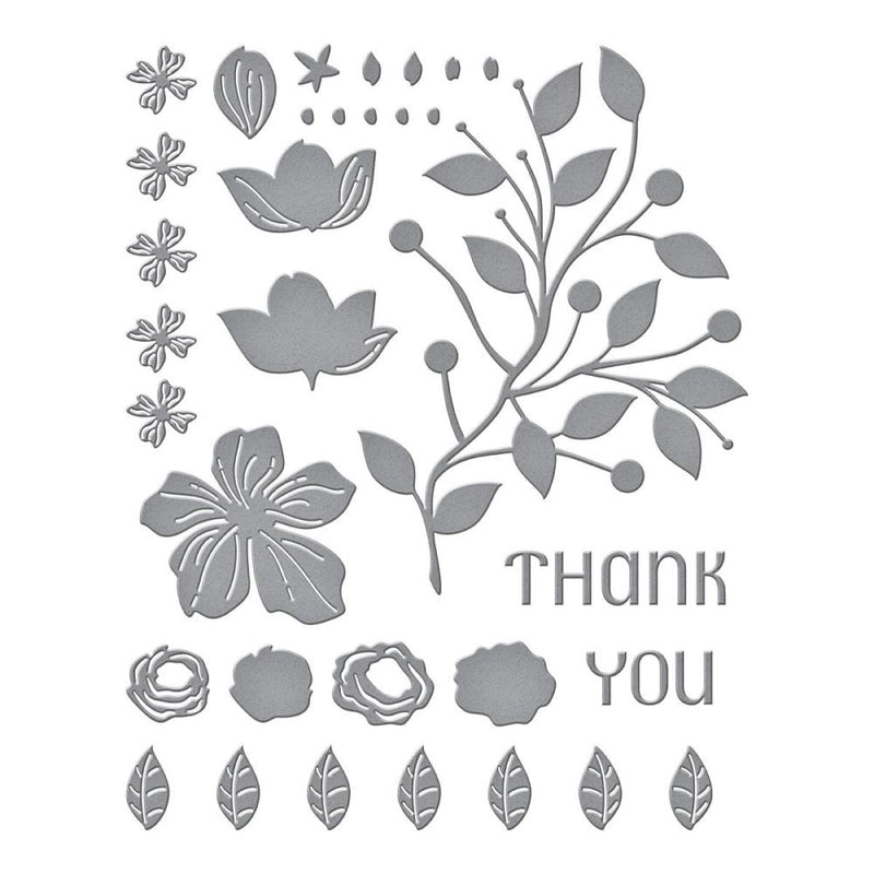 Spellbinders Etched Dies - Four Petal Thank You Floral, S4-1276